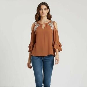 SHE AND SKY - DARK MUSTARD BOHO BLOUSE /‎ TUNIC  B8